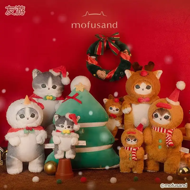 New Hot Youyou Original Mofusand Shark Cat Cosplay Gingerbread Man Christmas Tree Cute Soft Dolls Toy Christmas Birthday Gift