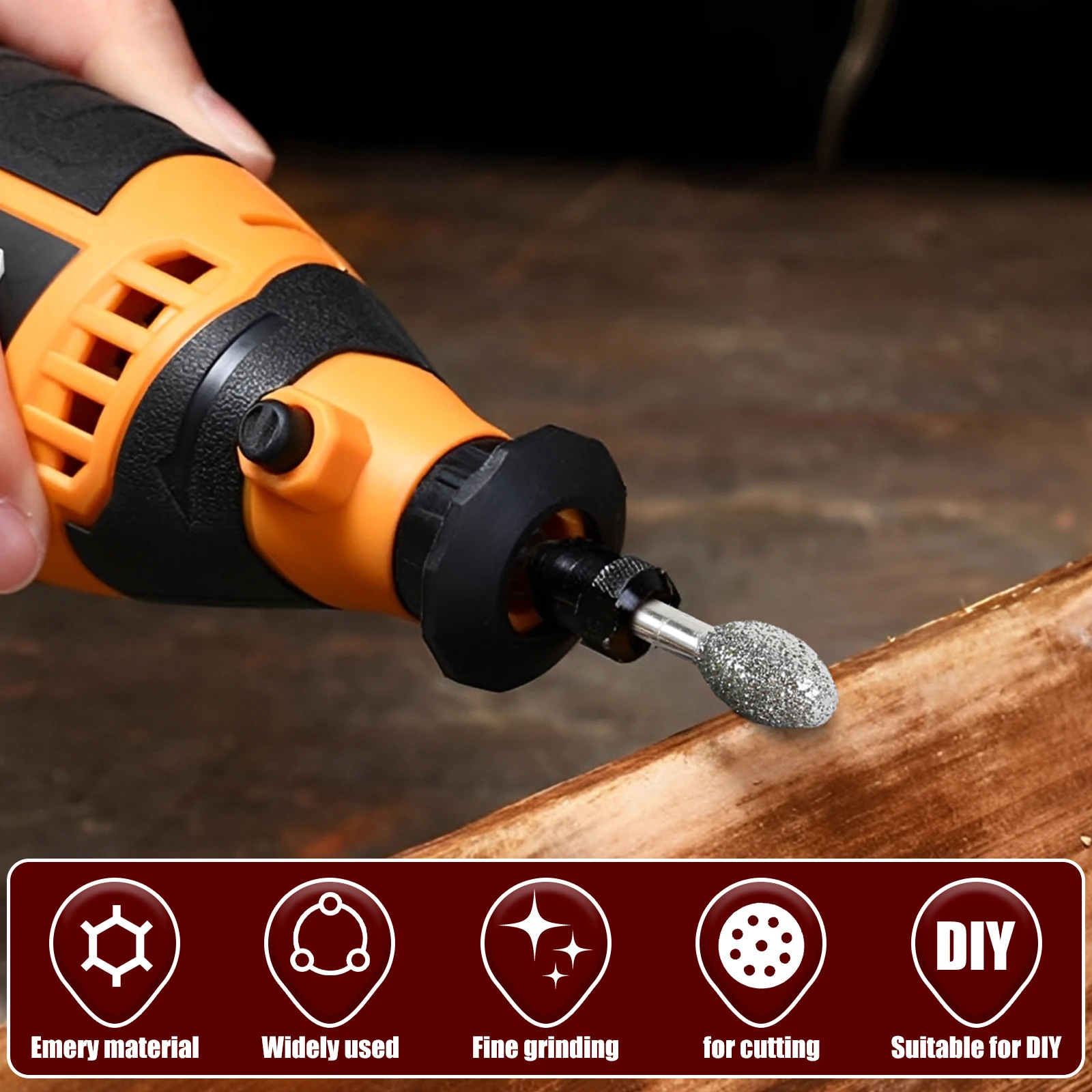 32Pcs Diamond Burr Bit and Cutting Wheel Set 1/8 Inch Shank Rotary Tool Diamond Burrs Set with 2 Mandrels for Polishing Stone