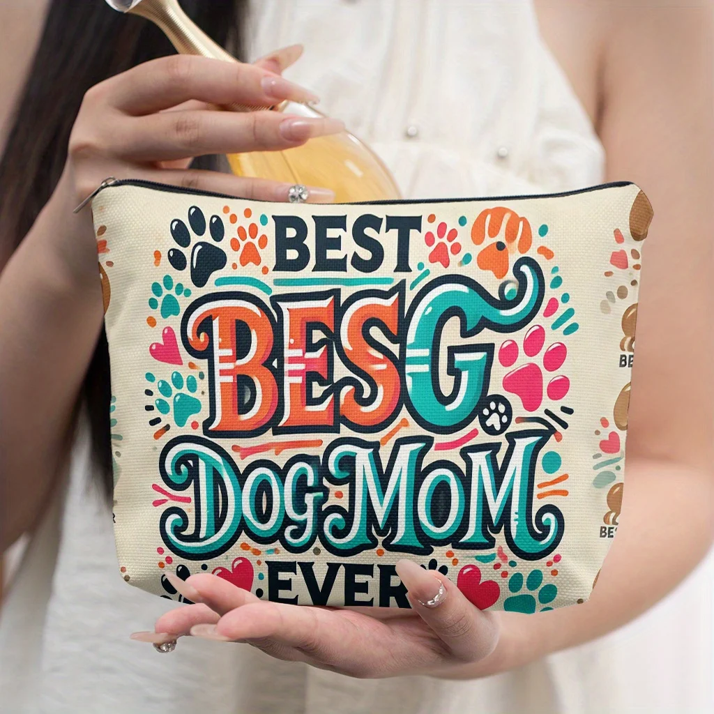 

Косметичка «Лучшая собачья мама» с принтом лап и косточек, органайзер для косметики, дорожная сумка на молнии для женщин, подарок