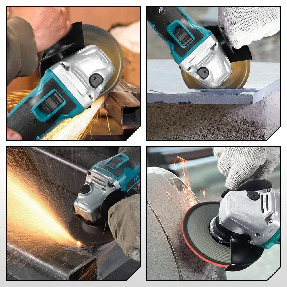 Imagem -06 - Brushless Elétrica Angle Grinder para Makita Engrenagens Brushless Variável Bateria 18v Metal Madeira Moagem Polimento Ferramenta de Corte 3000w 125 mm