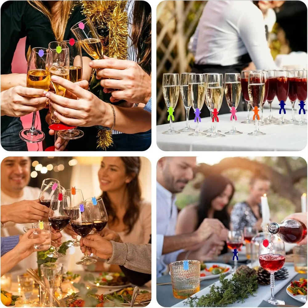 Wine Markers for Glasses,Reusable Silicone Wine Glass Markers,3 Styles of Drink Charms,Suitable for Bar Parties,Champagne Flutes