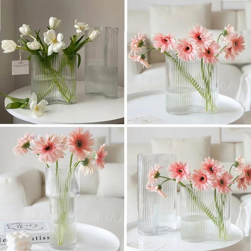 Vase Ornaments Living Room Flower Arrangement Glass Transparent Aquaculture Flowers Bedroom Light