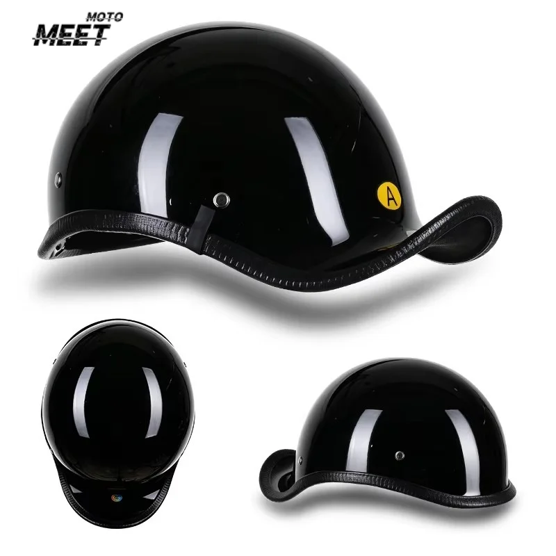 Retro Motorcycle Helmets for Men Vintage Motorbike Half Helmet with Built-in Lens Summer Electric Bike Safety Cap Fashion Harley