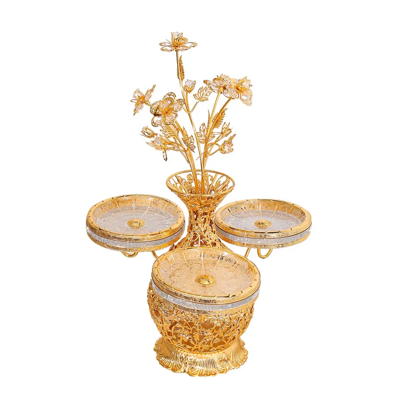 Large vase fruit plate household living room atmosphere coffee table exquisite glass cake plate snack plate
