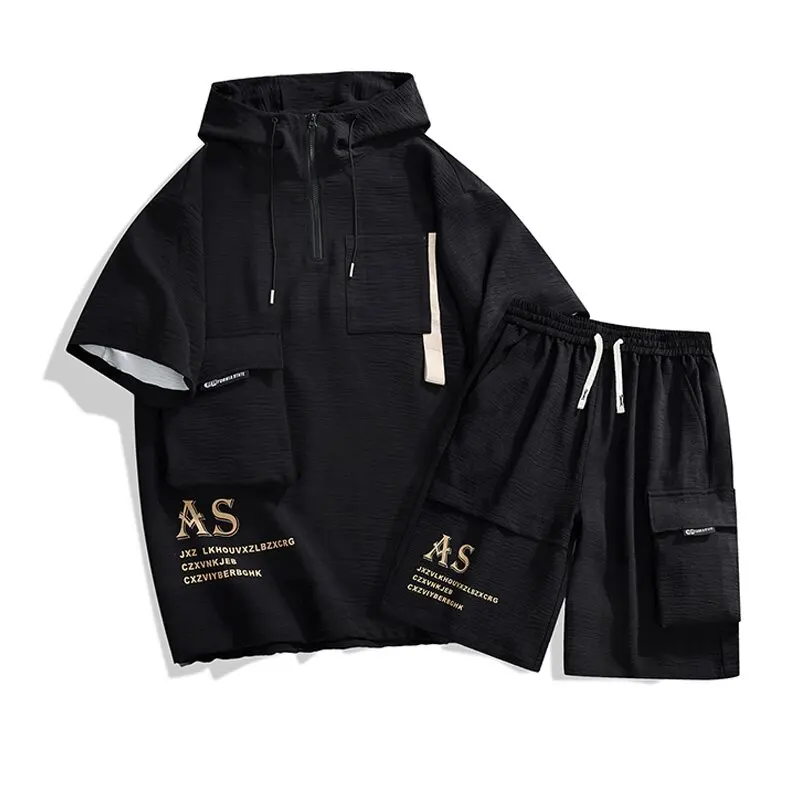 Summer New Fashion Trend Sports Breathable Short-Sleeved T-shirt Set Men's Loose Large Size High Quality Two-Piece Set M-4XL