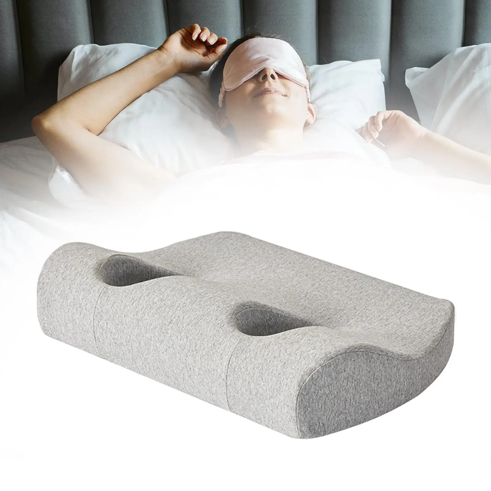 Ergonomic Memory Foam Pillow with Ear Hole Neck Support Pillow for Side Sleeper Comfort Bedroom Use