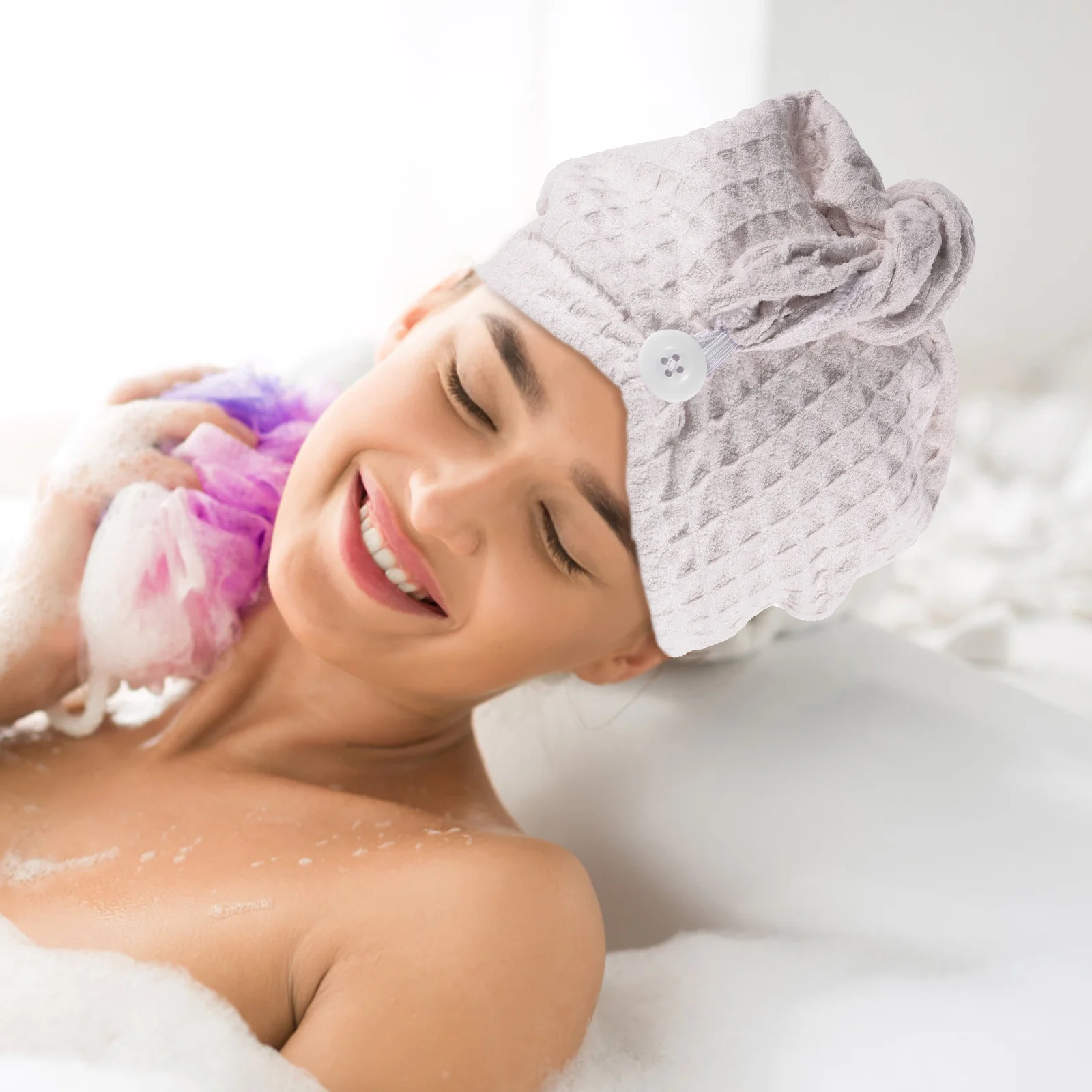 

2pcs Hair Towel Wrap for Curly Wet Hair Drying Turban Cap Quick Absorbent Cotton Comfortable Gentle Fast Dry Bath Hat