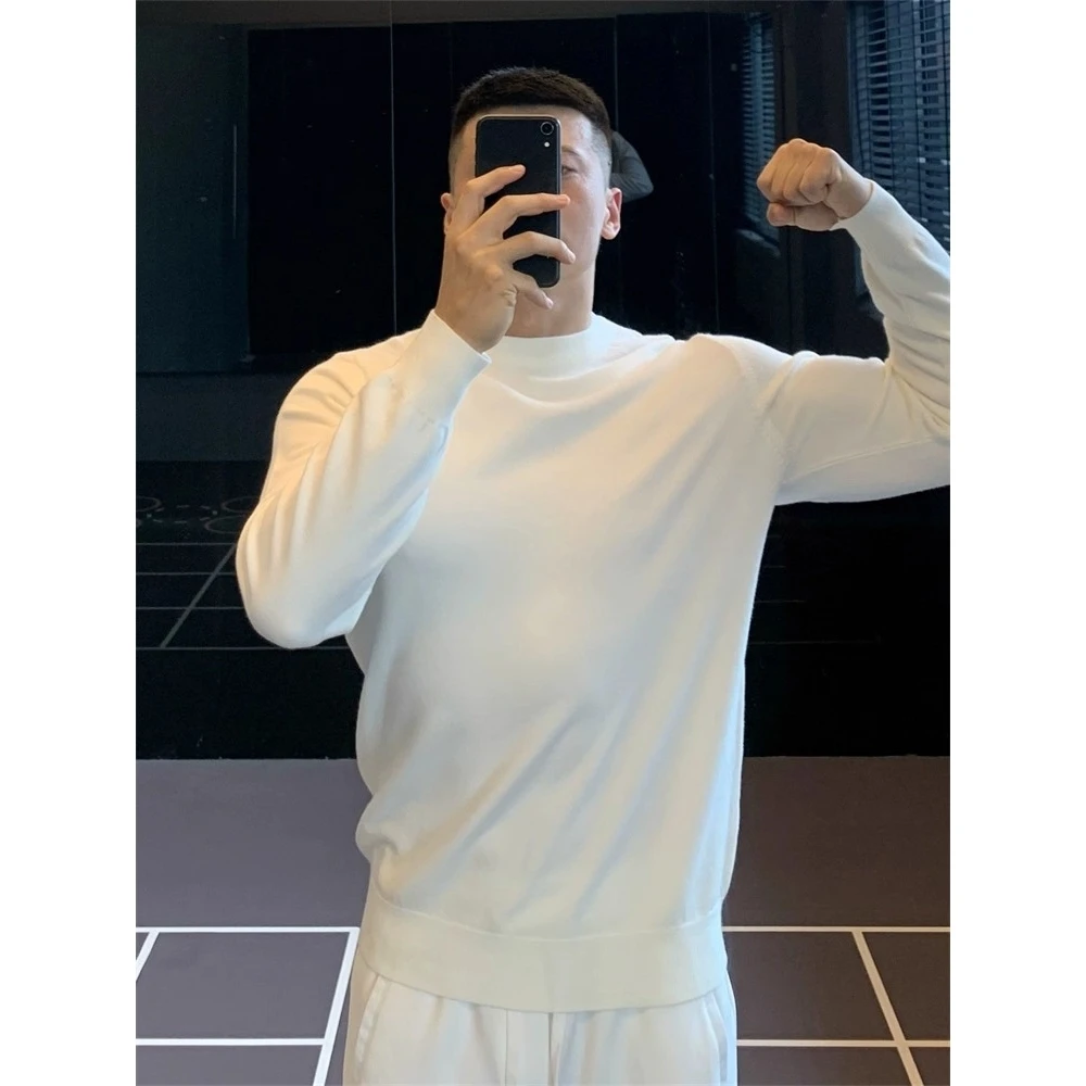 الرجال الخريف الشتاء حجم كبير 300 Pou الحرير الصوف الداخلية محبوك سترة Fitn ملابس طويلة Sve عادية Sle Thiened #2