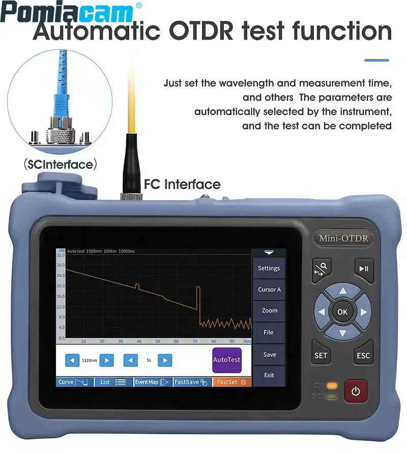 Glasvezelreflectometer Touchscreen EXFO VFL OLS OPM Event Map Ethernet-kabeltester 12 in 1 DE1201 Mini OTDR