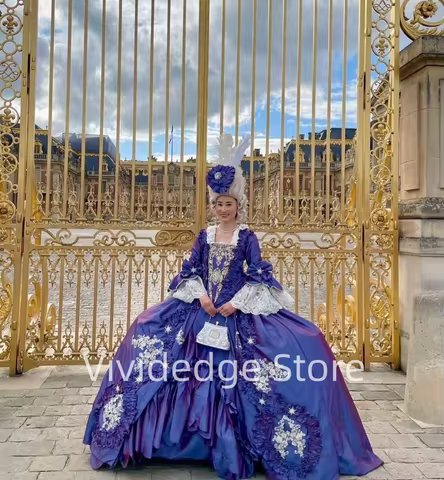 Customsized Blue Purple Prom Dress Elizabethan French Court Queen 18thcentury Victorian Women's Evening Gowns