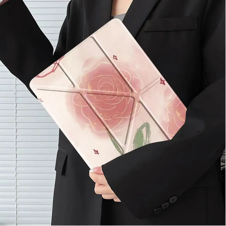 Beautiful Red Flowers Tablet Case For iPad Mini 6 7 Pro 11th 10th 9th 8th 7th 12.9inch Pro 2025 Air 4 5 M3 M2 M4 11inch Holder