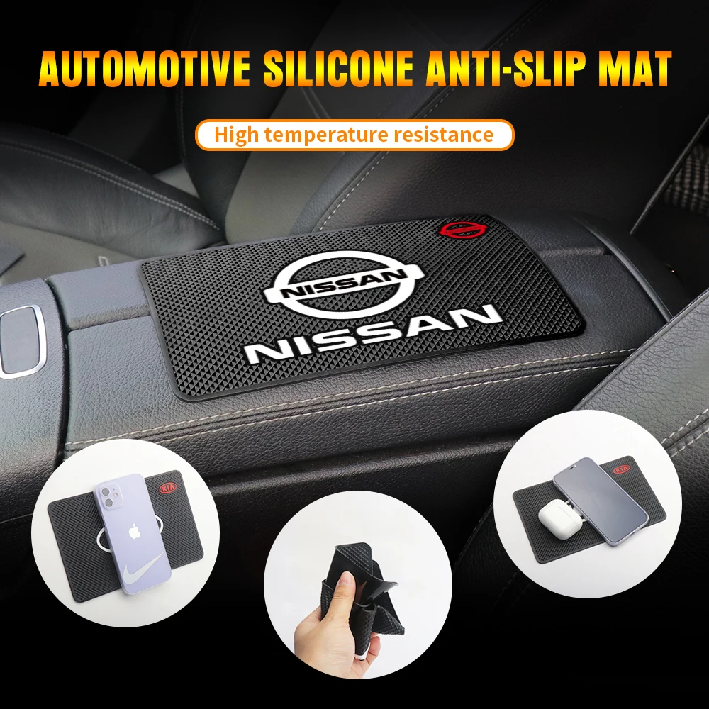 Car Anti Slip Mat Phone Holder Dashboard Silicone PVC Sticky Pad For Nissan X-trail Qashqai Note Juke Patrol Navara Micra Leaf