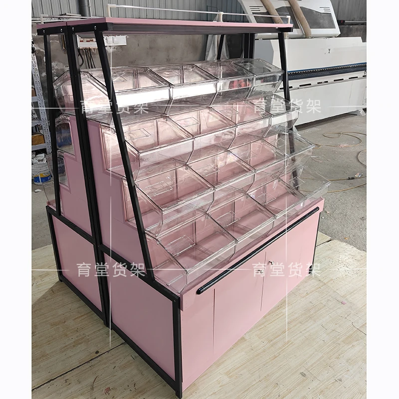 Supermarkt lose Snacks Regale Trockenfrüchte Süßigkeiten Körner Kekse Vitrine Snacks mehrschichtige Präsentationsständer Commercia