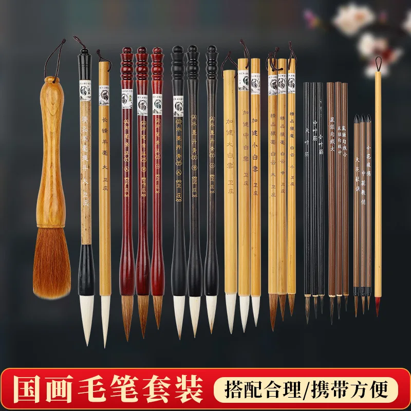 Chinese Painting Calligraphy Brush Set, 18 and 25 Piece Wolf Hair and Mixed Hair Brushes for Beginners, Students and
