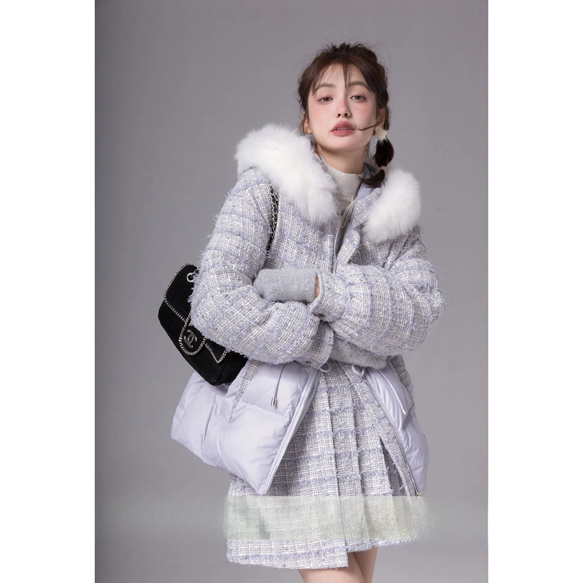 

COTRE Independent Design Star Purple down Jaet Set Practical Aesthetic Patchwork Women's Casual Sle Warm Coat