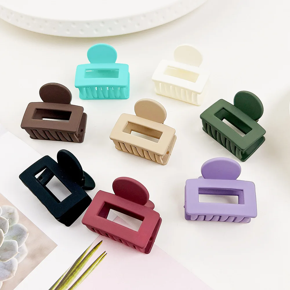 1pc New Elegant Frosted Round Head Small Square Clip Fashion Korean Plastic Hair Clips Hair Accessories Hair Claws for Women