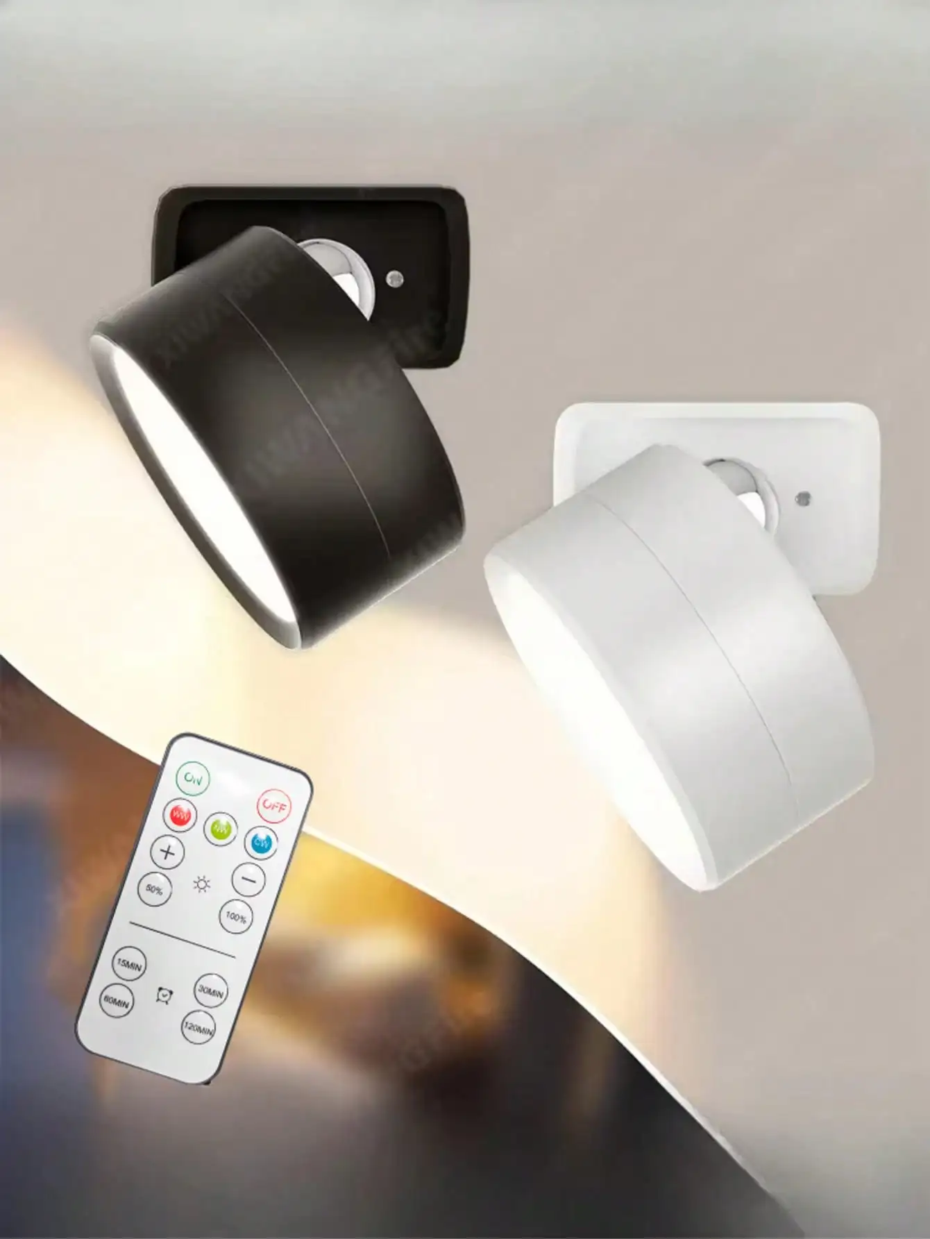 1PC Cordless LED Wall Sconce, Remote Control 3-Color Dimmable Magnetic Rechargeable Light