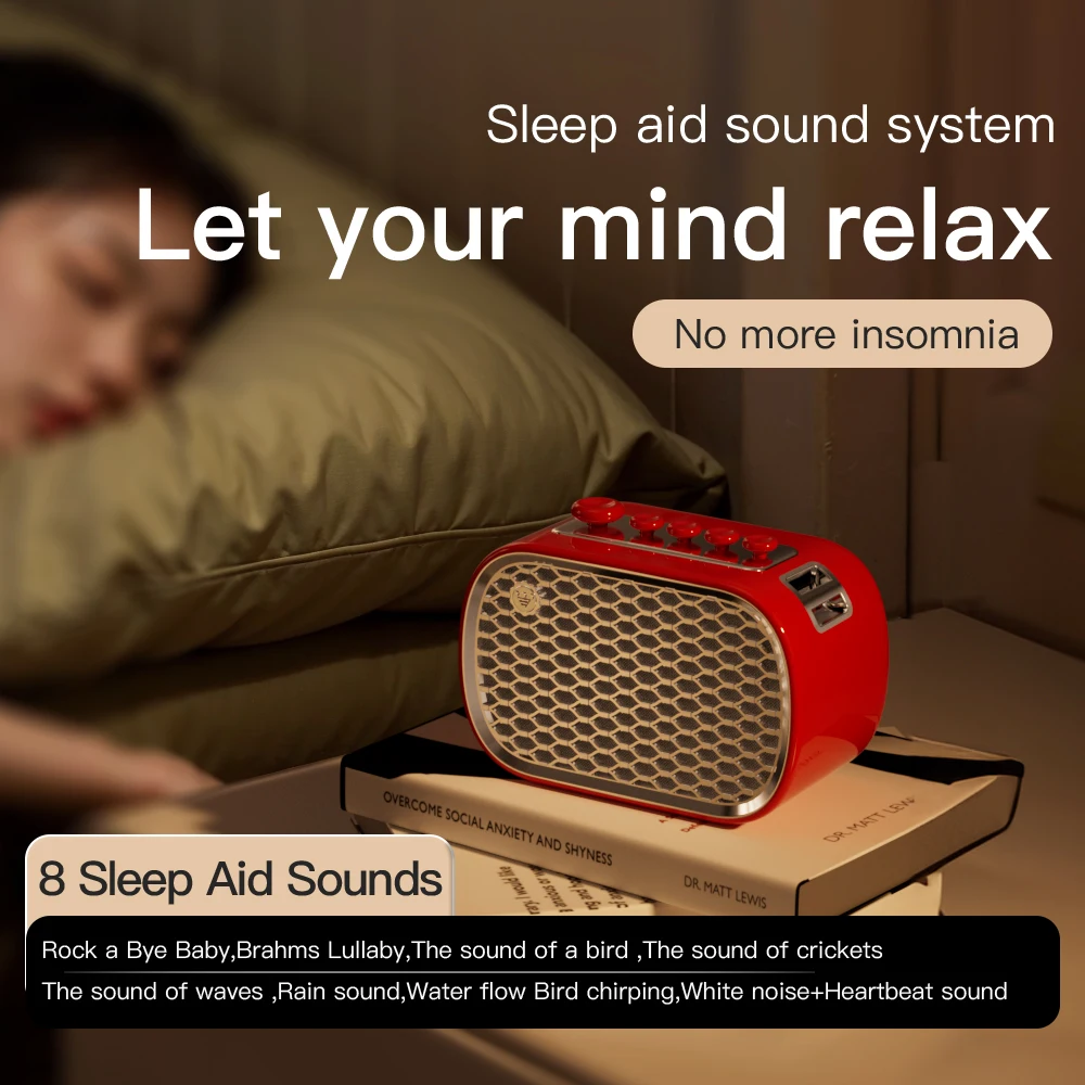 Rechargeable Bluetooth White Noise Sleep Machine- Portable Bedside Speaker for Deep Sleep & Relaxation