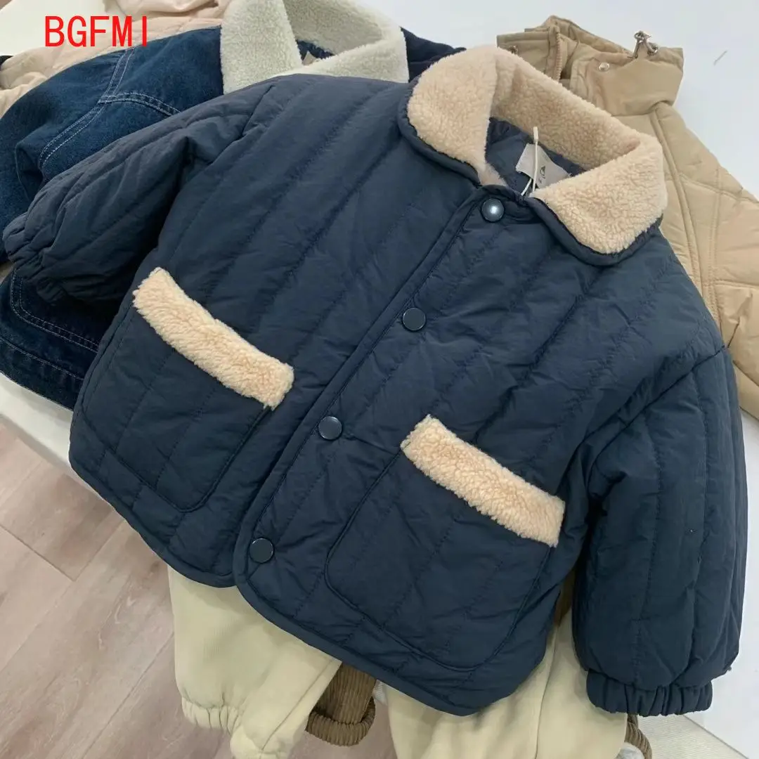 New Winter fleece Jacket Kids Girl Childrens Cotton Padded Outerwears Thickened Velvet Warm Baby Boy Coat Kids Quilted Jacket