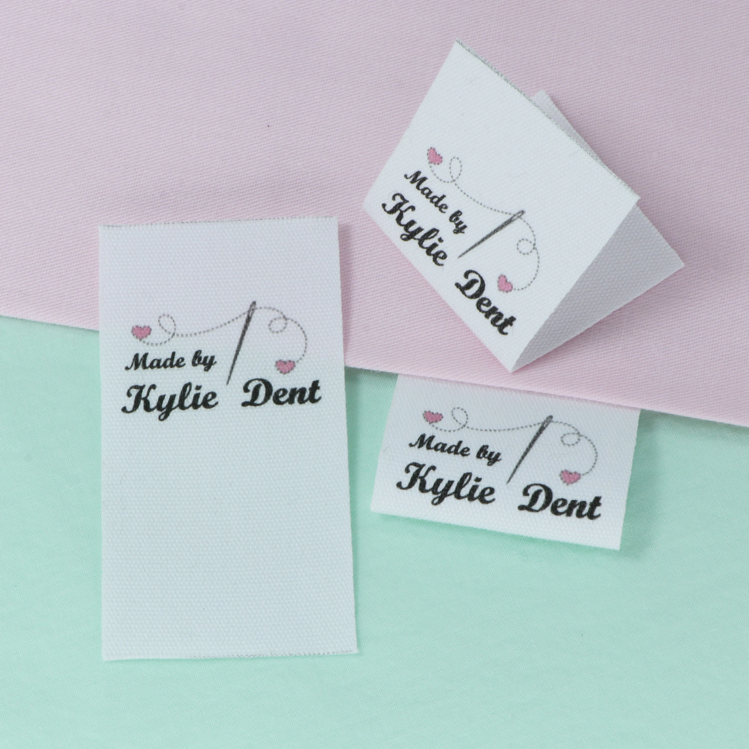 Custom Sewing label, fold, Custom Clothing Labels - Fabric Name Tags, Logo or Text, Cotton Ribbon, Custom Design(FR104)