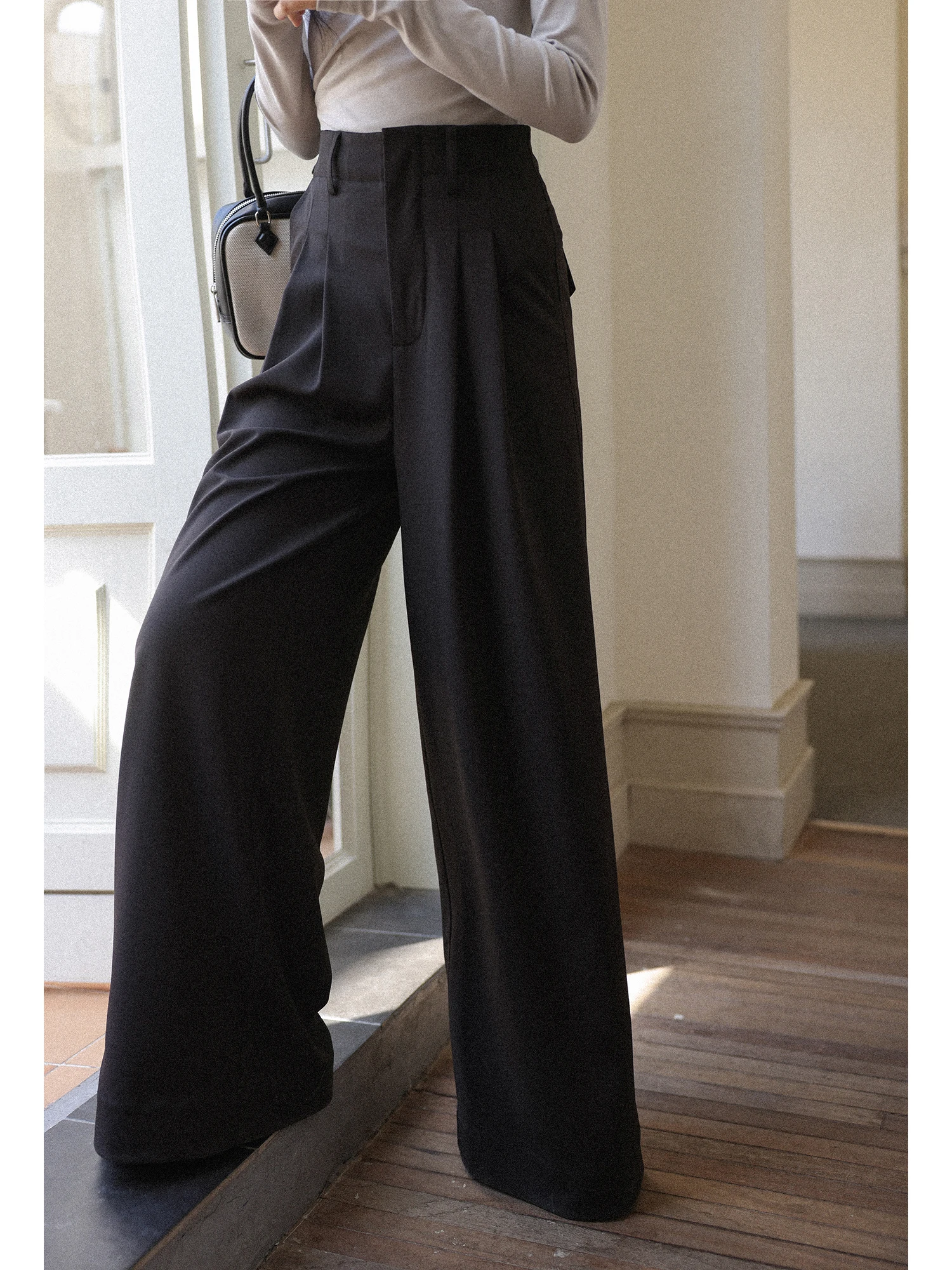 

Bla High Waist Straight Leg Trousers Women's Casual Pants Drapey Wide Leg Long Trousers Spring 2026 New Sle Mixd Brand