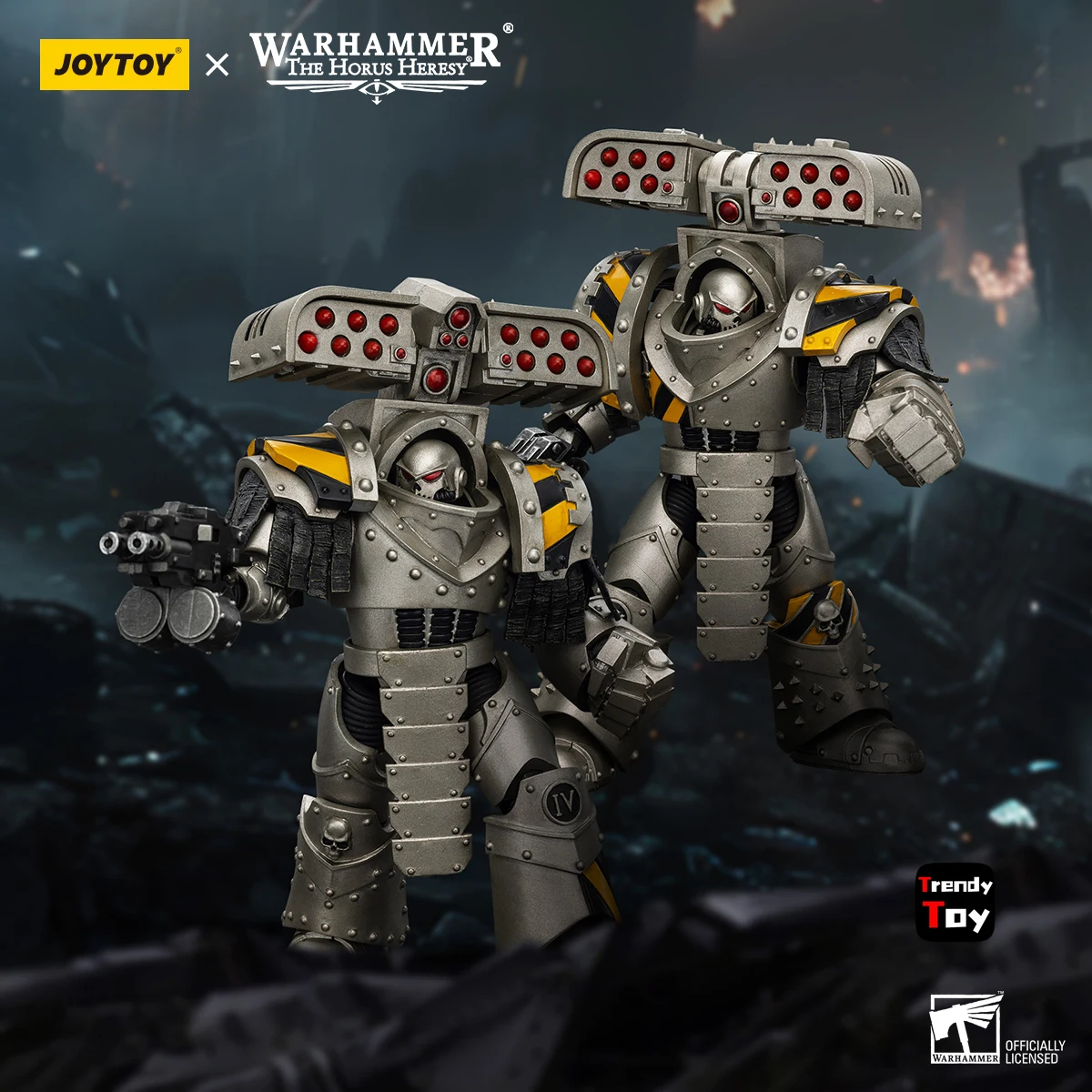 

【Доставка в течение 24 часов】Фигурка JOYTOY Warhammer 40K Iron Warriors Tyrant Siege Master Terminator с ракетной установкой, масштаб 1/18