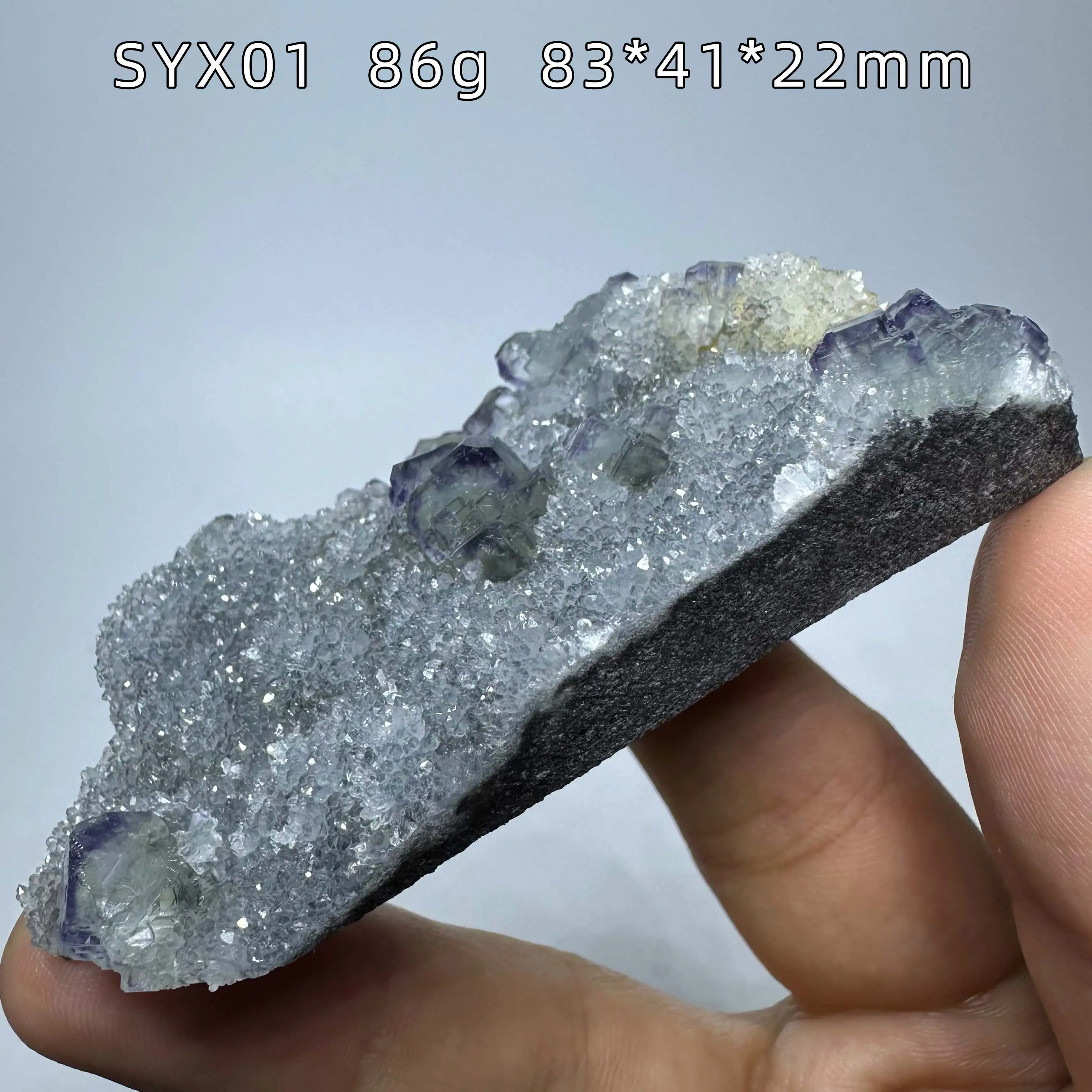 Natural Fujian step-shaped blue fluorite Quartz Crystal ore mineral specimen healing stone for home decoration and teaching