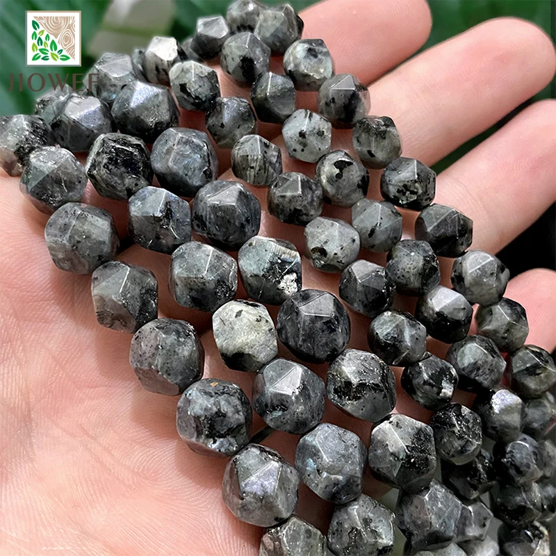 Faceted Black Labradorite Spacers Beads for Jewelry Making Natural Stone Beads DIY Handmade Bracelet Earrings 14