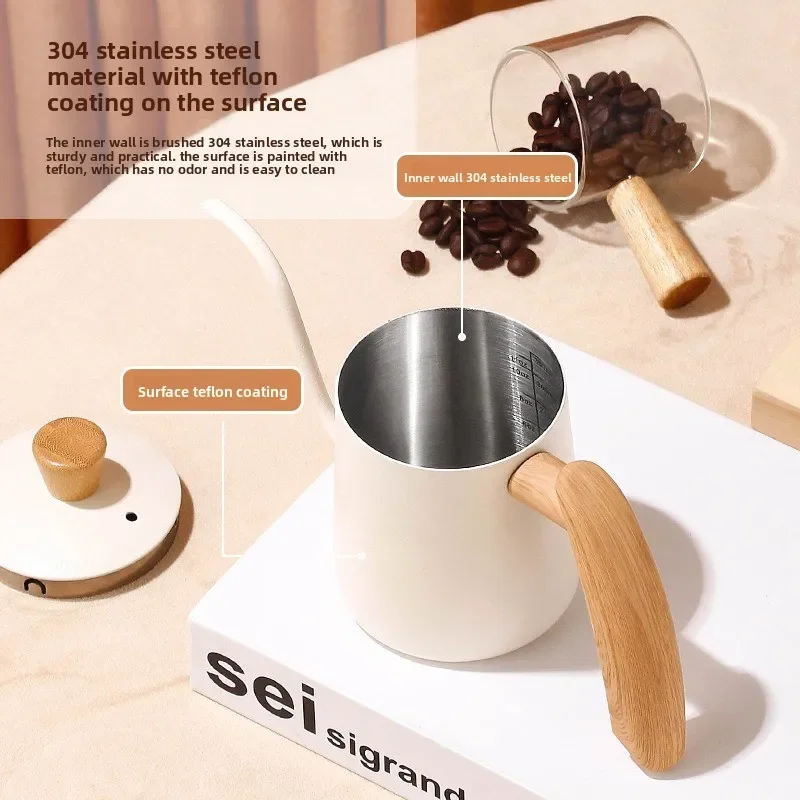 Stainless Steel Pour-over Coffee Pot with Graduated Fine Mouth Pot Coffee Utensils Hanging Ear Small Hanging Ear Pot for Home