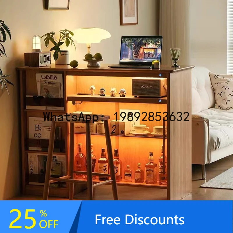 Japanese Style Stone Bar Cabinet Home Kitchen Bar Living Room Furniture Nordic Solid Wood Island Partition