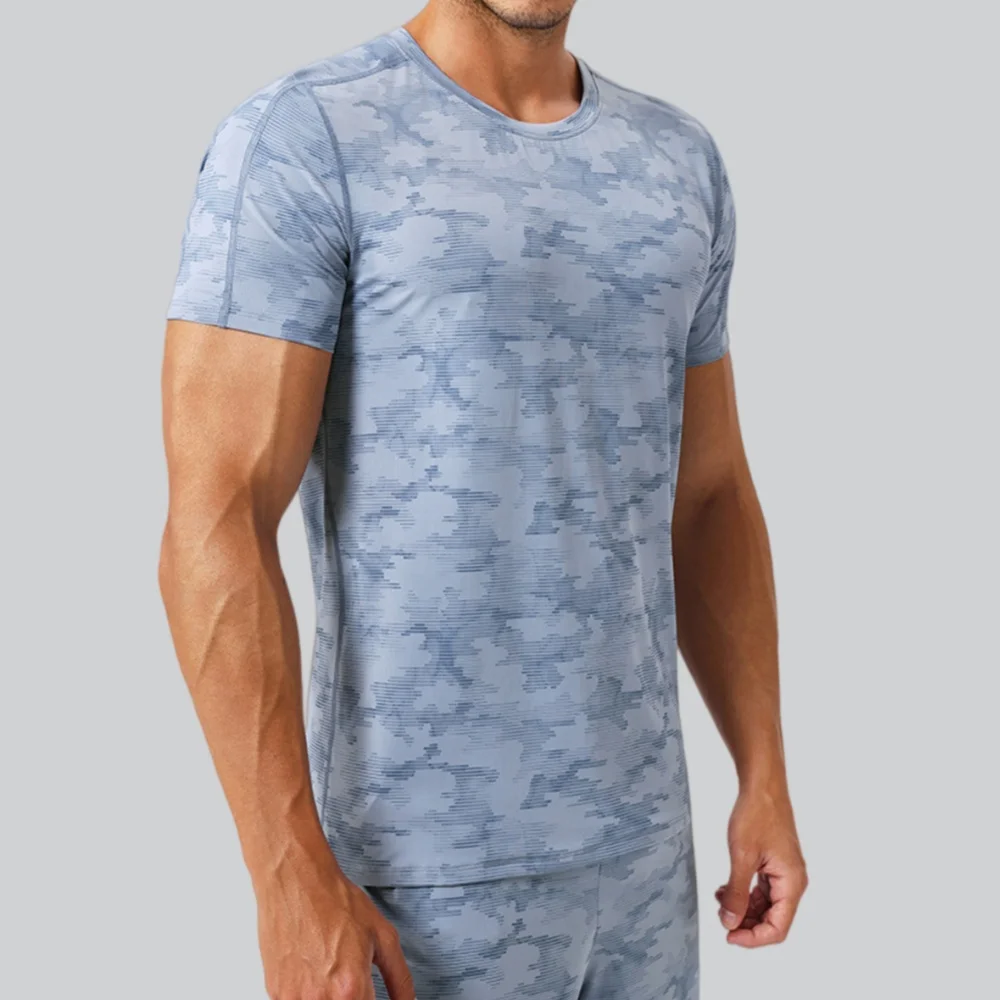 Men's Round Neck T-Shirt Sportswear Summer Running Elastic Short Sleeve Quick Dry Sport Tops Tee Athletic Gym Workout Sweatshirt view 2