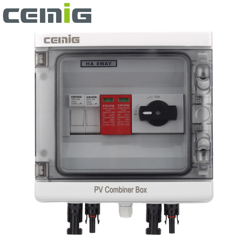 PV Combiner Box With DC Fuse Isolator SPD Plastic Box IP65 Lightning  Current Protection Waterproof  For Solar Panel