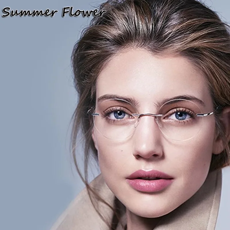 

2 g Titanium Rimless Eyeglasses Women Ultra Light Myopia Round Vintage Glasses Optical Frame Male for Prescription Lenses Gafas