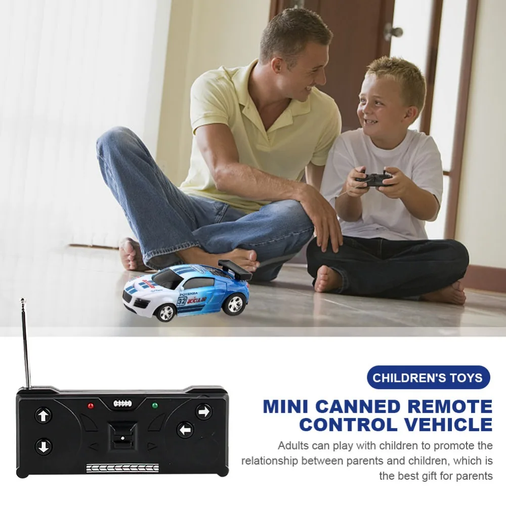 1 Set Mini Plastic Battery Operated Car Model  Remote Control Racing Coke Can Car Radio Remote Control