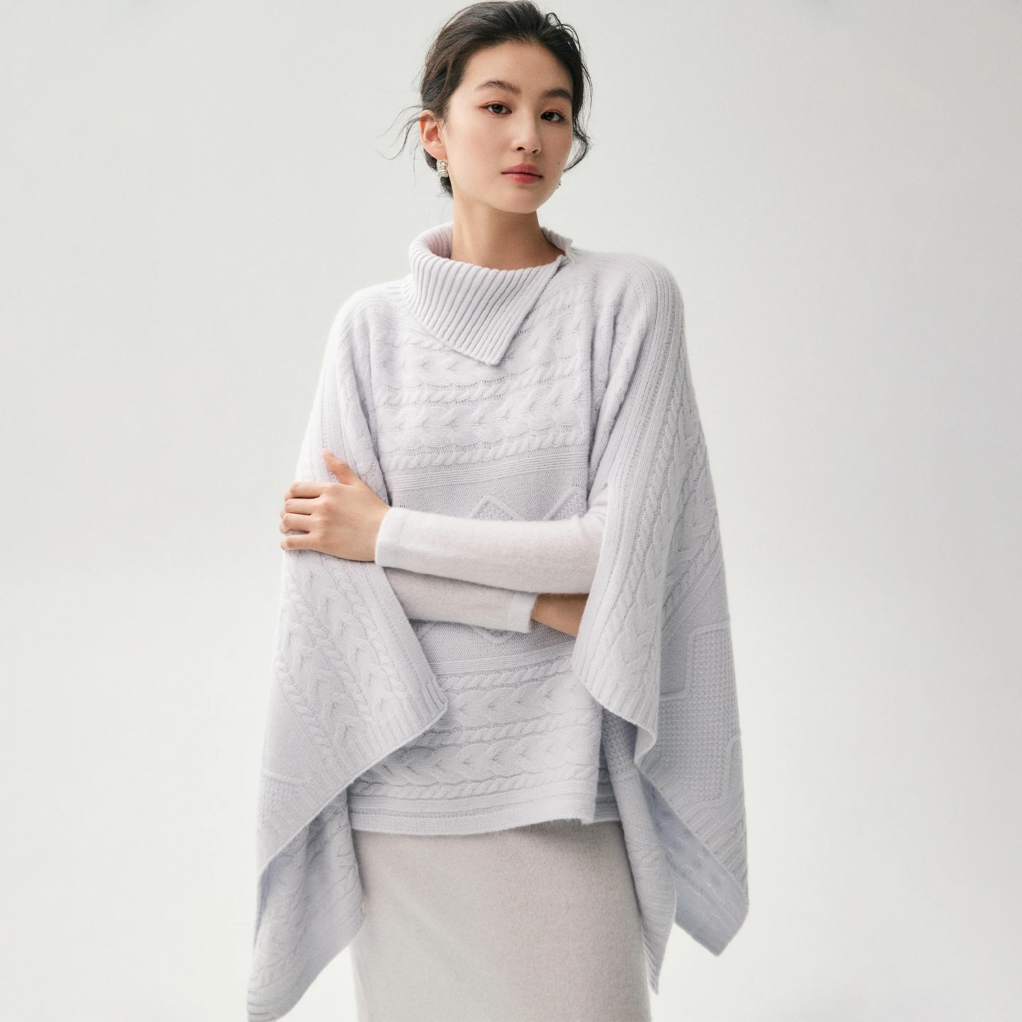 ADDONEE Women 100% Cashmere Cloak Cape Autumn Winter Thick Cashmere Knitwear Pullover Twisted Sweater New Fashion Clothes