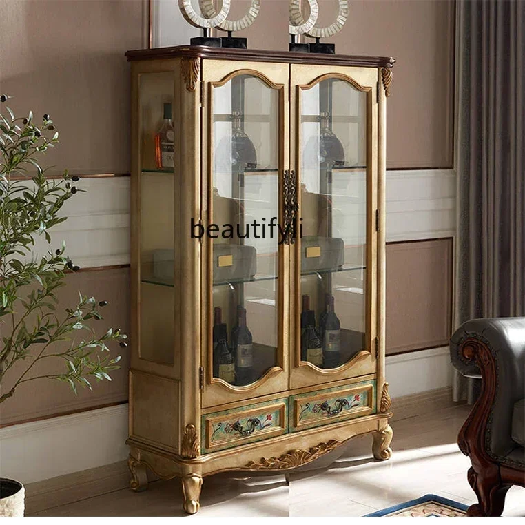 Hot sales American solid wood, living room TV cabinet, dining side locker, glass cabinet European single door double door