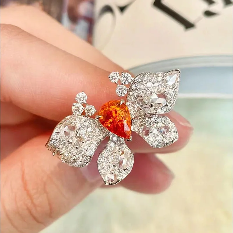 925 sterling silver exquisite super fairy butterfly full diamond open ring for women's light luxury high-end elegant jewelry