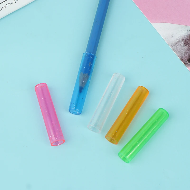 20pcs Polychrome Protector Cap Pencil Plastic Cover Pen Protective Protection School Office Supplies