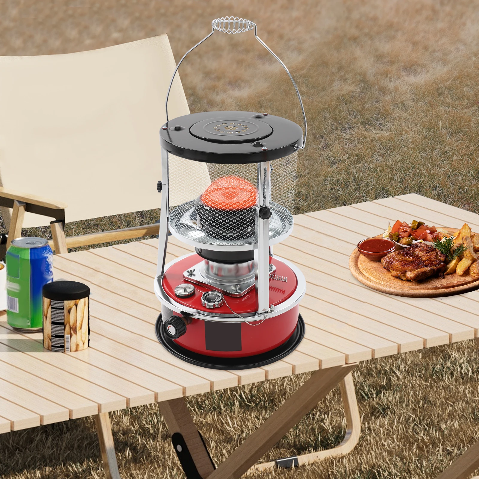 Portable Kerosene Heater 8000 BTU, 1.37 Gal Tank, 13.39-18.11in Adjustable Height - Indoor/Outdoor Camping/Garage Heating Device