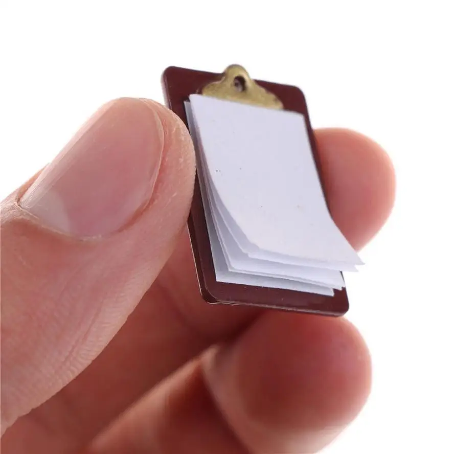 1 Pcs 18mm*21mm Alloy Clipboard With Real Paper Attache For Doll DIY Miniature Dollhouse Dolls Accessories