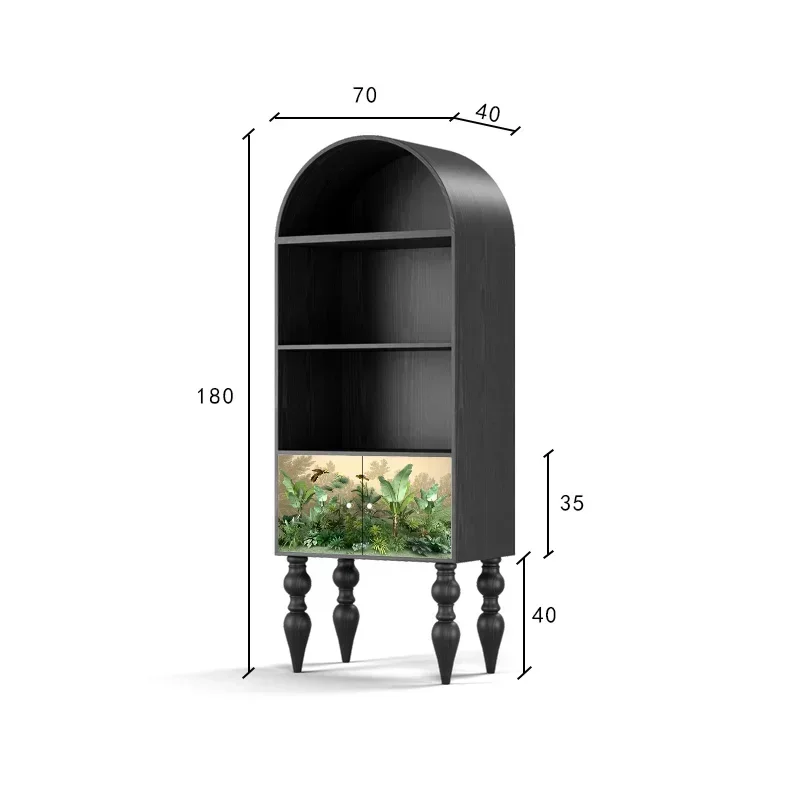 

French style tropical rainforest solid wood bookshelf, home living room against wall