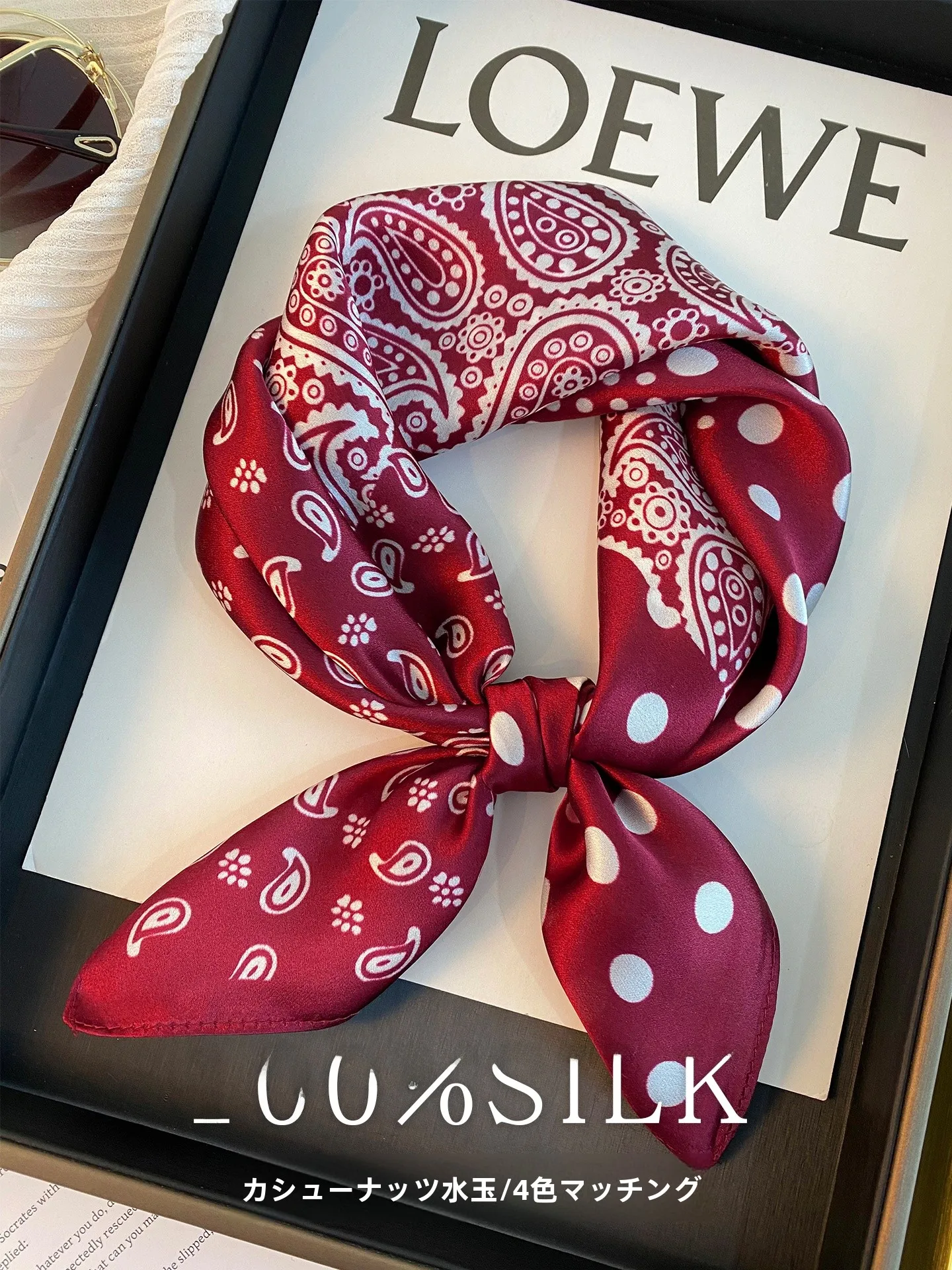 シルクスカーフ女性の春秋冬多用途首保護赤薄いシルクスクエアスカーフネクタイシャツ用マルベリーシルク