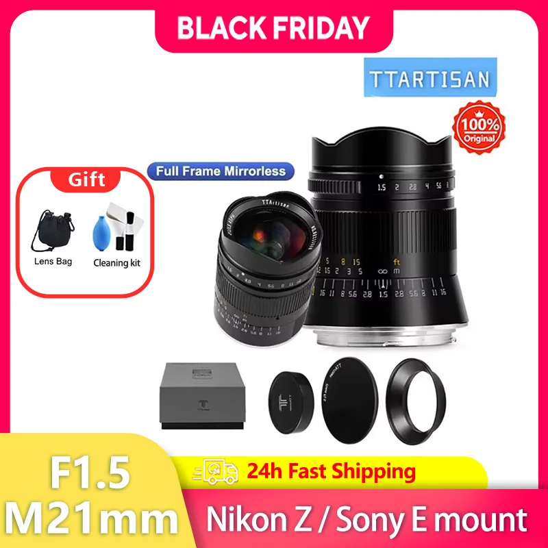 TTArtisan M 21 mm F1.5 Lente principal grande gran angular de fotograma completo para cámaras Sony con montura E con A7 A7ll A7lll A9 A5000 NEX-3 NEX-7