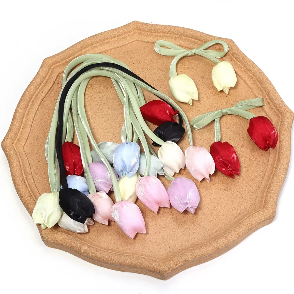 Tulip Curtain Straps Adjustable Curtains Tie Rope Multifunctional Tassels Tulip Hair Rope Cloth Bowknot Flower Hair Ring Decor