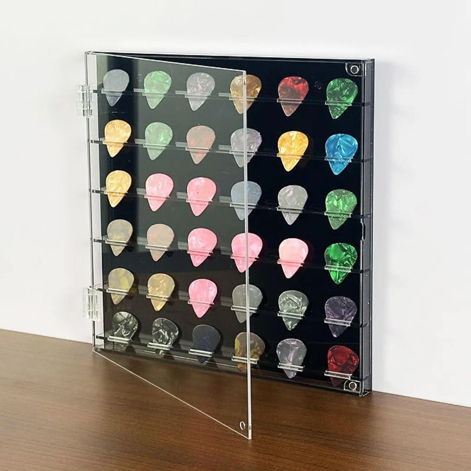 Boîte de rangement pour médiators de guitare en acrylique transparent, grande capacité, étui organisateur compact, présentoir pour médiators variés, idéal pour studios de pratique