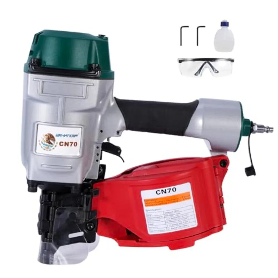 

Mexican Style CN70 Coil Siding Nail Gun 15 Degree Pneumatic Siding Nailer 1-3/4" to 2-3/4" Coil Siding Nailer for Siding
