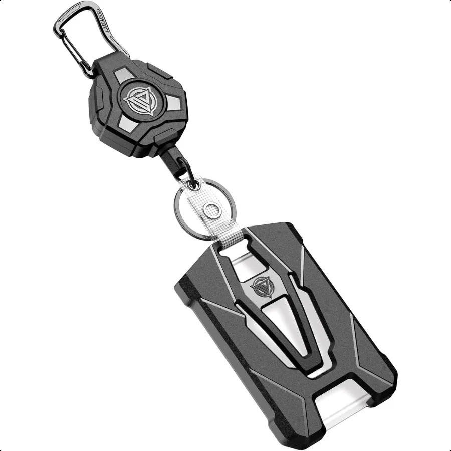 

Heavy Duty Retractable Badge Holder With Tactical ID Card Holder Holds 6 Cards 31.5 Badge Reel Key Chain