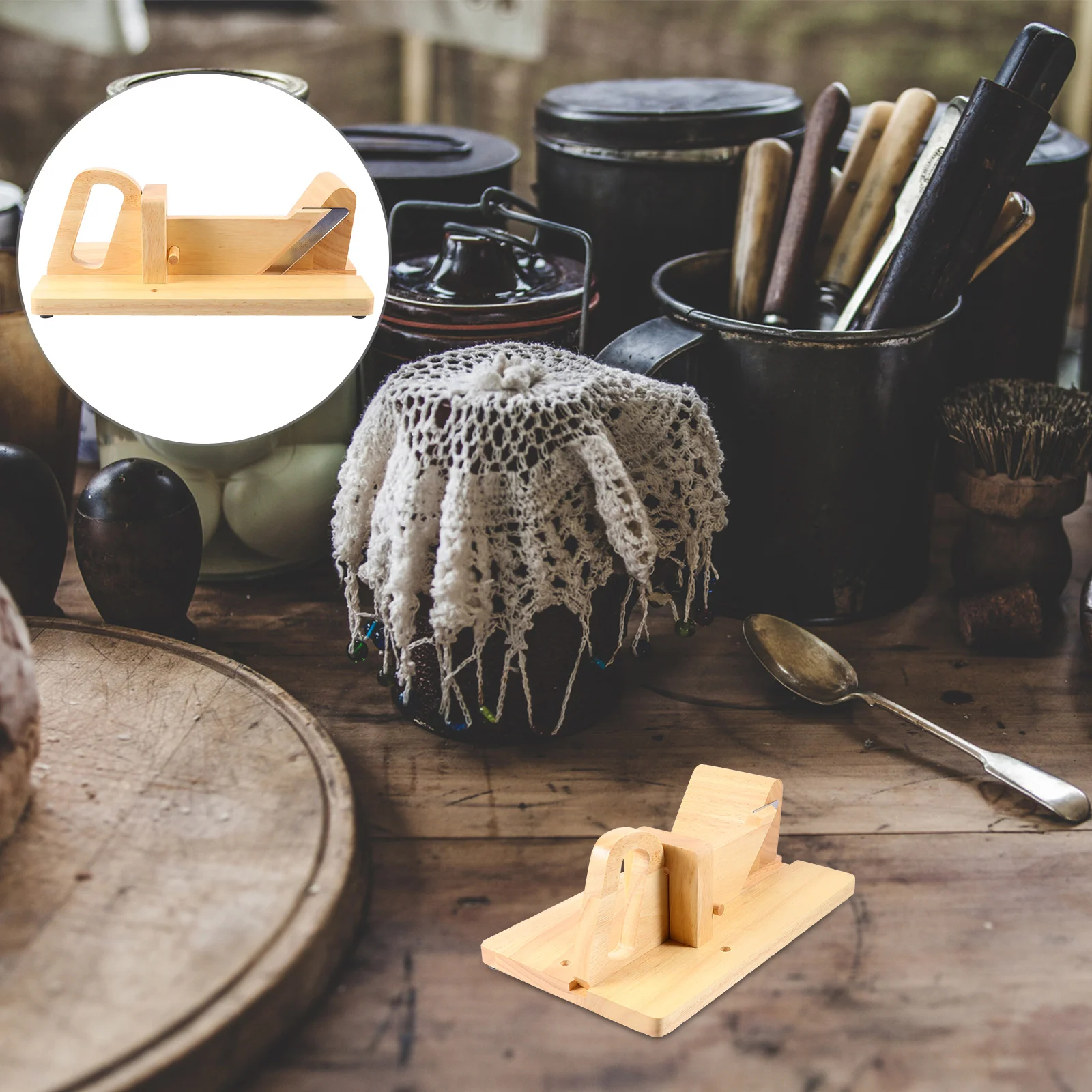 

Wooden Sausage Slicer Stainless Steel Blade Lightweight Portable Kitchen Tool Home Camping Picnic Cutter Wood H Hot Dog Fruit