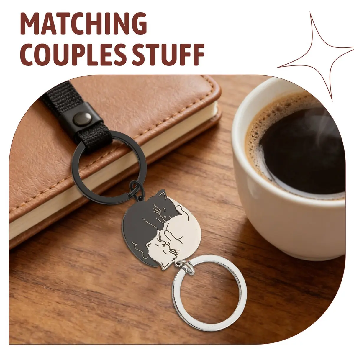 (A02R) Couple Gift Keychain Cute Valentine'S Day Gifts for Him,Her,Cat Lover,Best Friend Husband Wife,Gift for Birthday New Yea