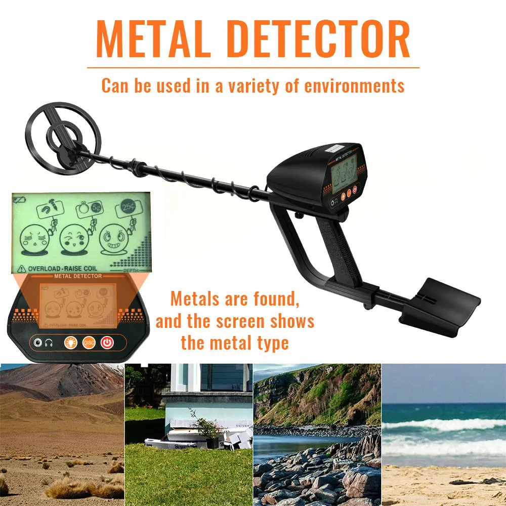 Ultra Sensitive Metal Detector MD4070 Treasure Hunting Underground Gold Scanner Waterproof Coil Adjustable Length & LCD Display